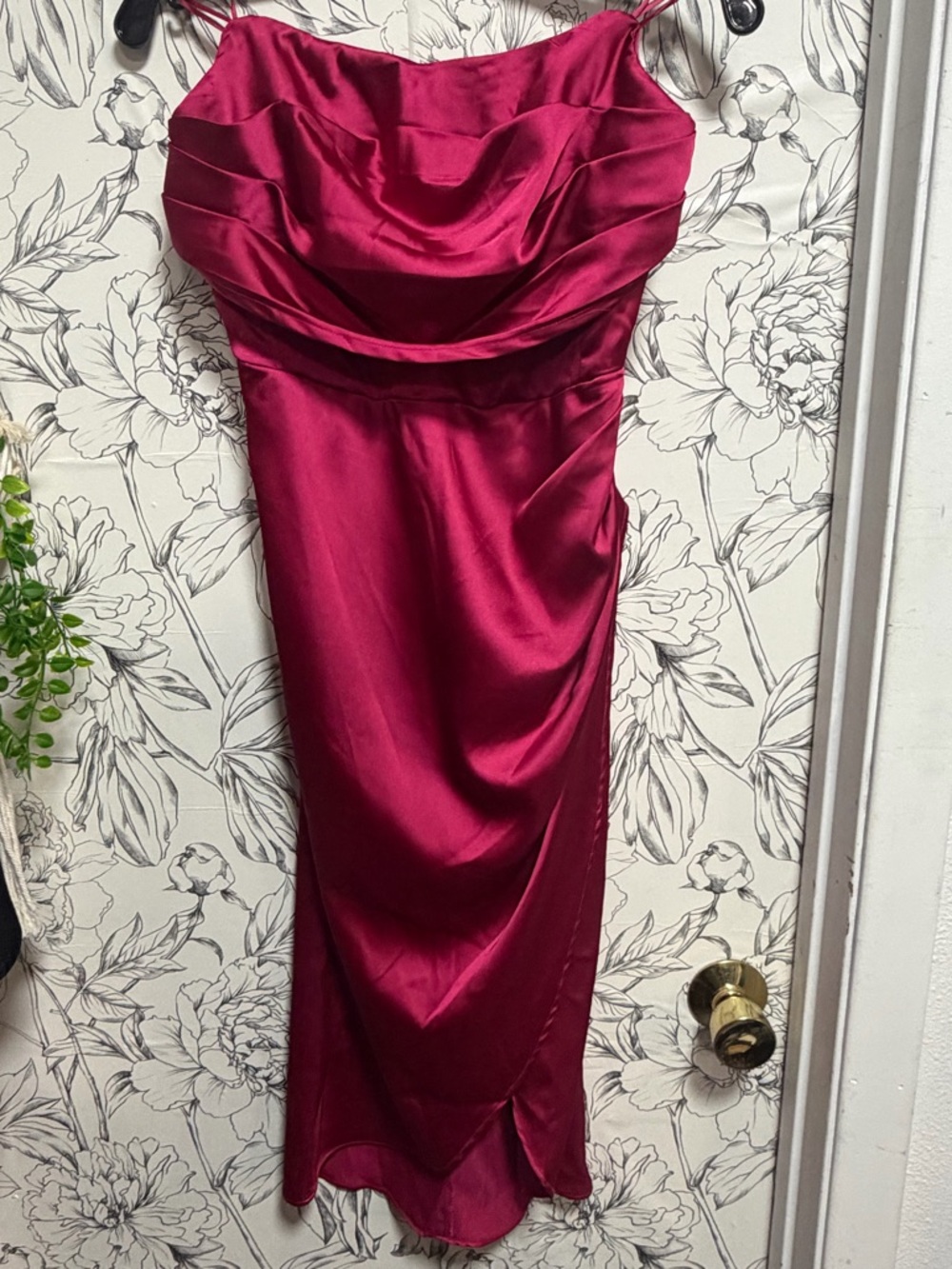 DO+BE Satin Cowl Strapless Midi Dress